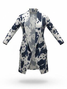 Transparente Navy Cow Print Duster